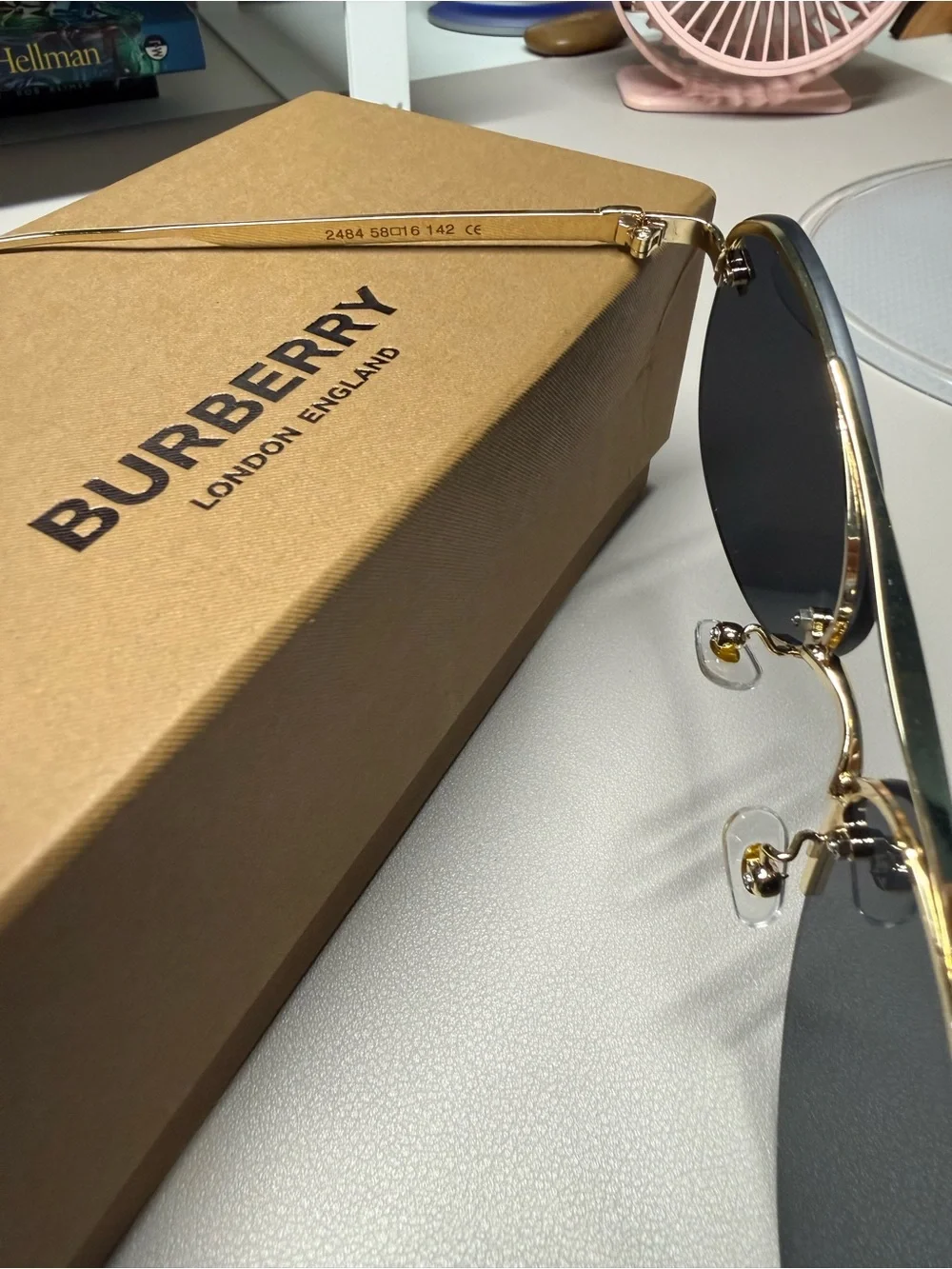Men/Women Black Lens Sunglasses with Gold Frame Accents
